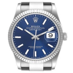 Rolex Datejust Steel White Gold Blue Dial Mens Watch 126234 Unworn
