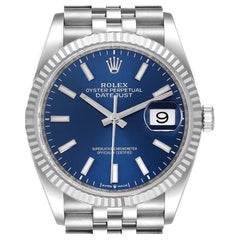 Rolex Datejust Steel White Gold Blue Dial Mens Watch 126234 Unworn