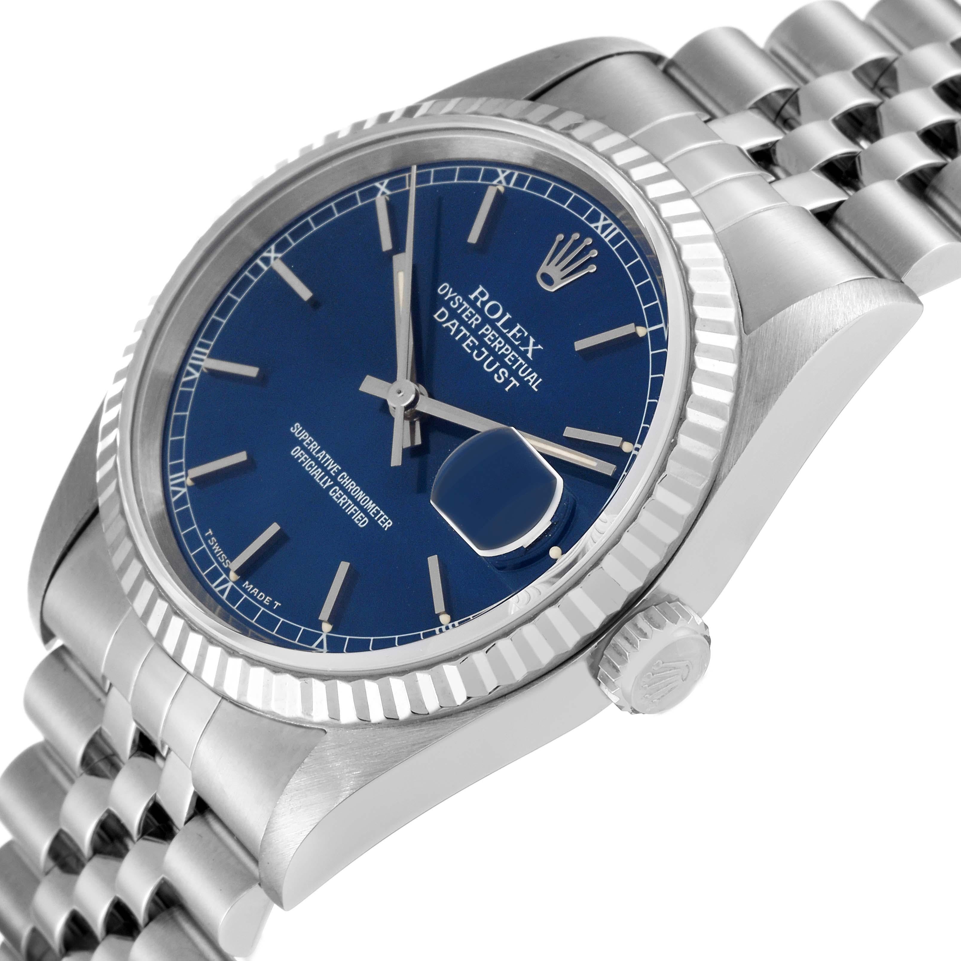  Rolex Montre Datejust en acier, or blanc et cadran bleu pour hommes 16234 Pour hommes 