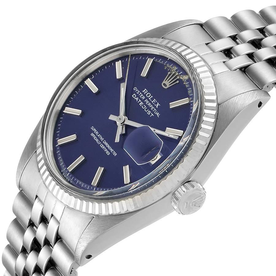 Rolex Datejust Steel White Gold Blue Dial Vintage Watch 1601 1