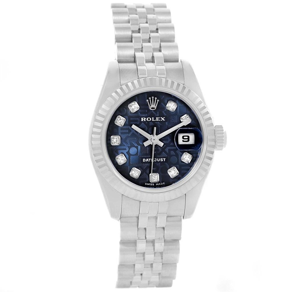Rolex Datejust Steel White Gold Blue Diamond Dial Ladies Watch 179174 6