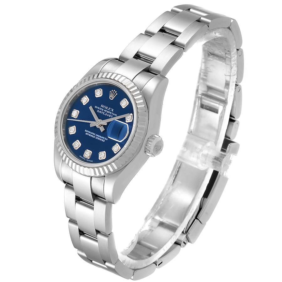 Women's Rolex Datejust Steel White Gold Blue Diamond Dial Ladies Watch 179174 For Sale
