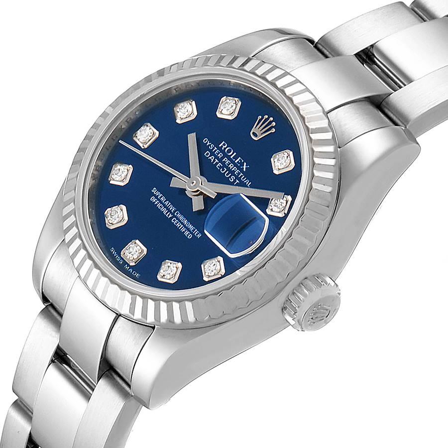 Rolex Datejust Steel White Gold Blue Diamond Dial Ladies Watch 179174 For Sale 1
