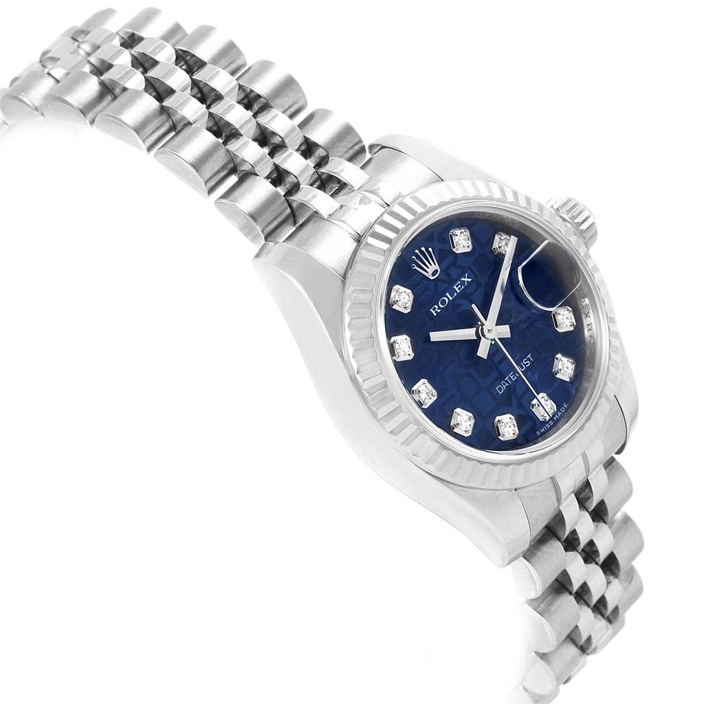 Rolex Datejust Steel White Gold Blue Diamond Dial Ladies Watch 179174 3