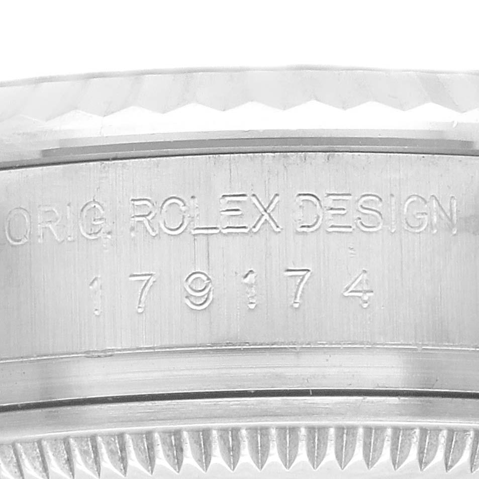 Rolex Datejust Damenuhr 179174 aus Stahl und Weißgold mit blauem Diamant-Zifferblatt im Angebot 5