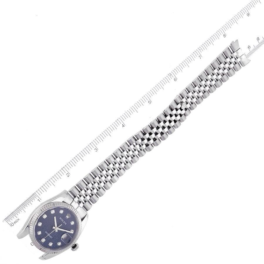 Rolex Datejust Steel White Gold Blue Diamond Dial Mens Watch 116234 Box Card For Sale 3