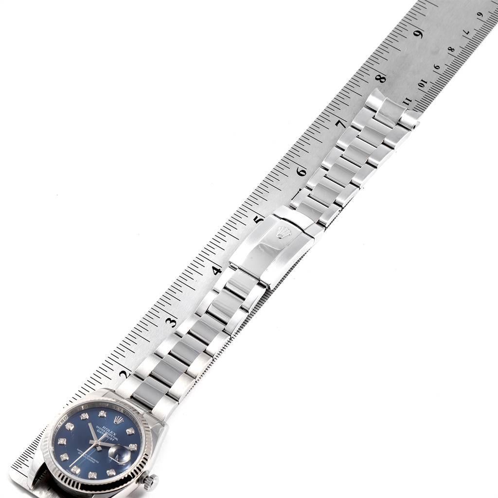 Rolex Datejust Steel White Gold Blue Diamond Dial Men's Watch 116234 For Sale 7