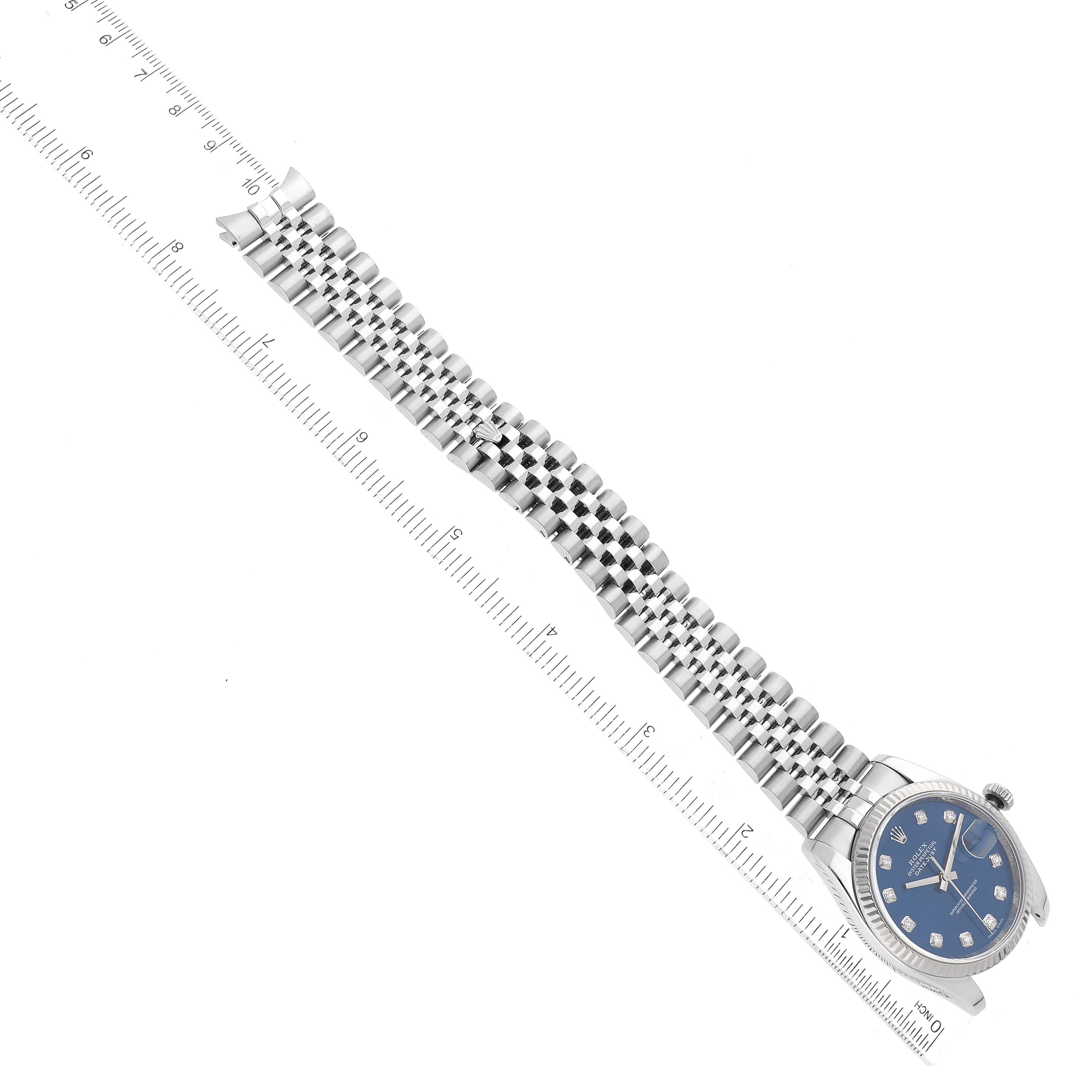 Rolex Datejust Steel White Gold Blue Diamond Dial Mens Watch 116234 For Sale 6