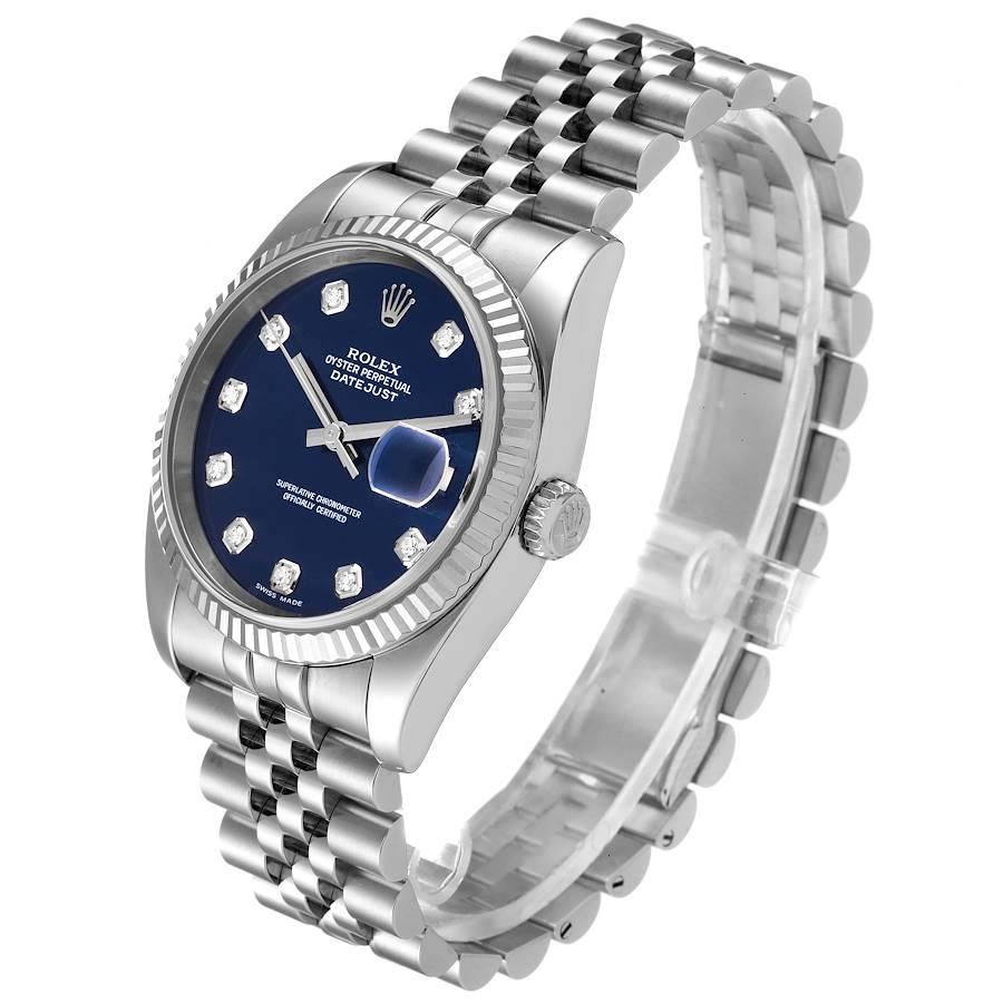Men's Rolex Datejust Steel White Gold Blue Diamond Dial Mens Watch 116234 For Sale