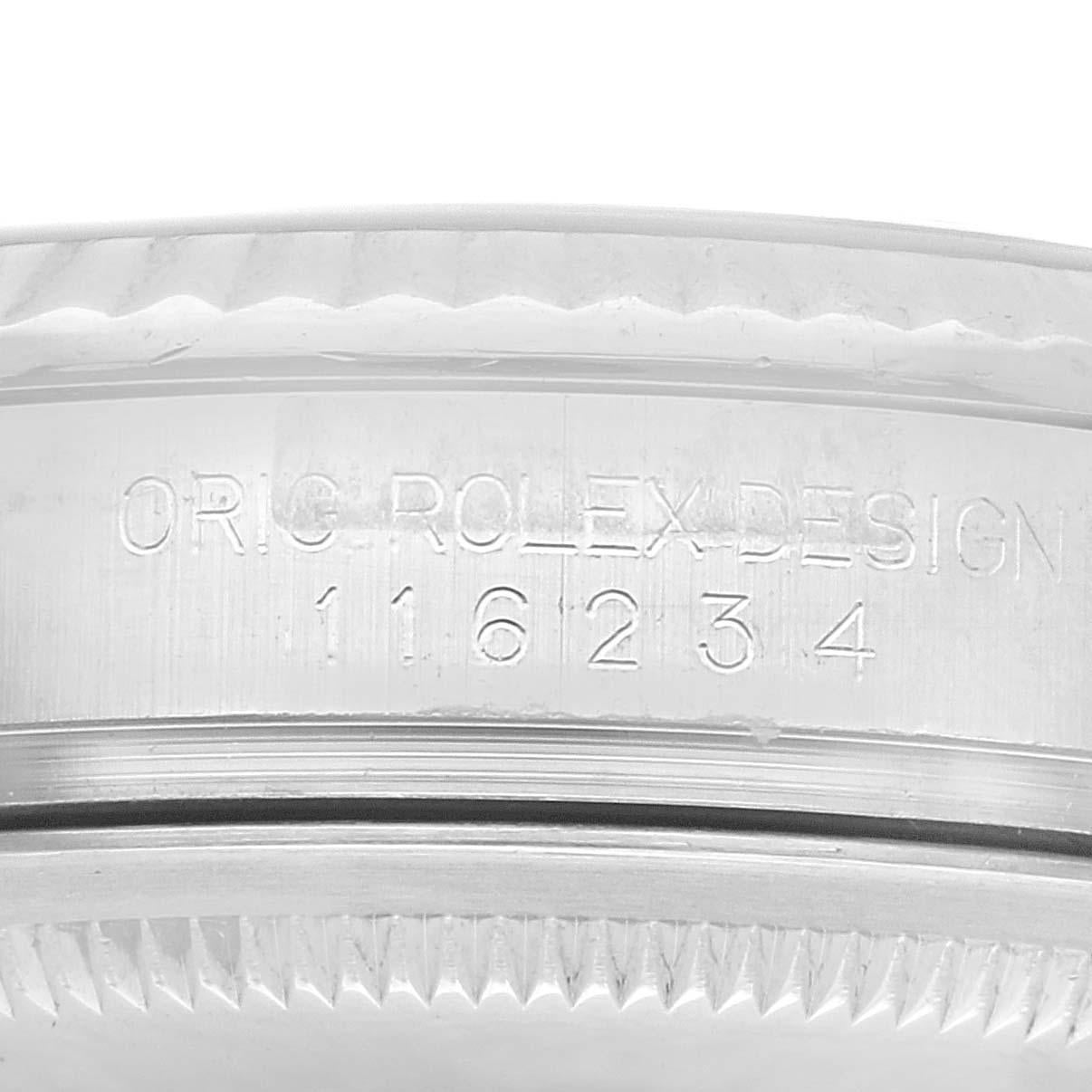 Rolex Montre Datejust en acier, or blanc, cadran bleu et diamants pour hommes 116234 en vente 3