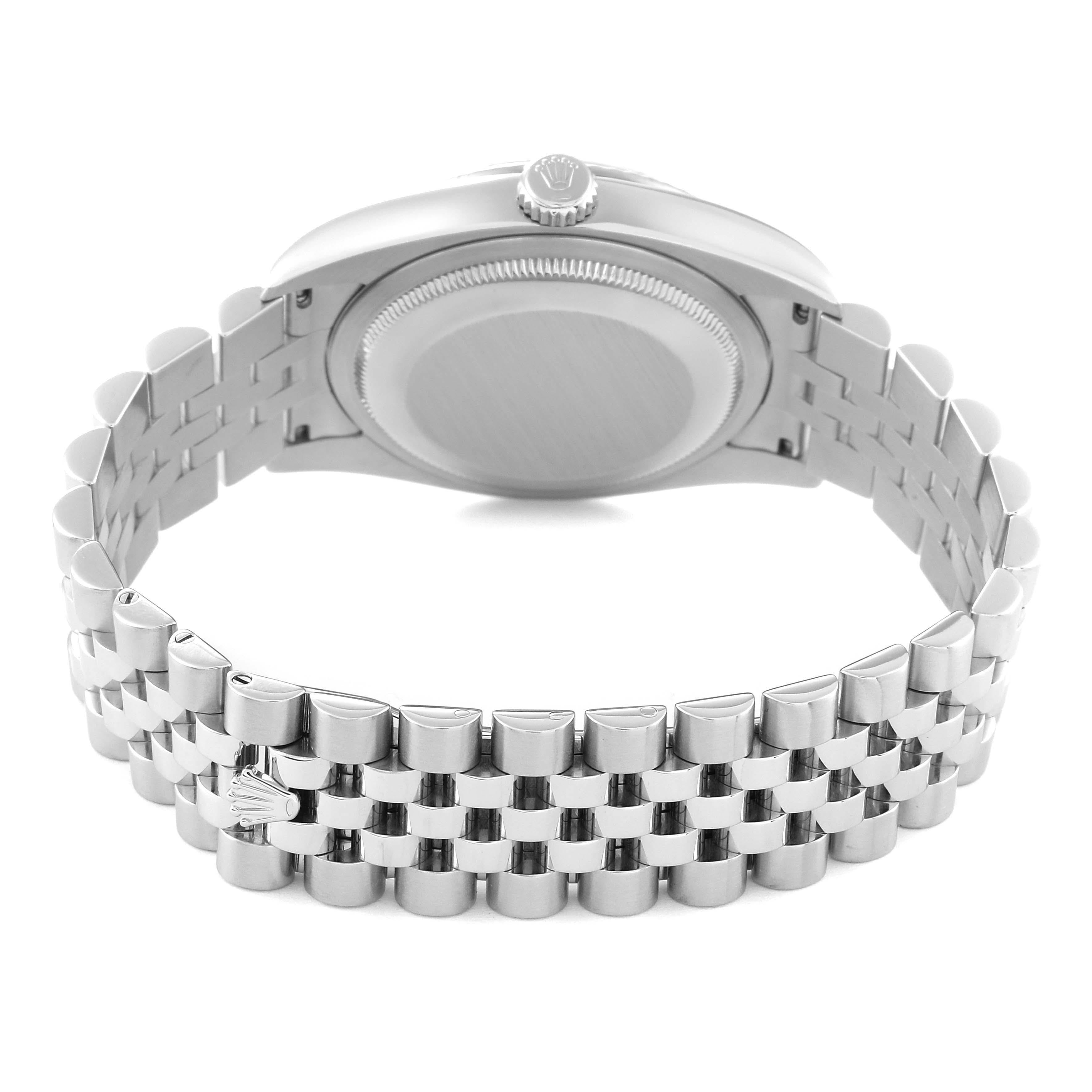 Rolex Montre Datejust en acier, or blanc, cadran bleu et diamants pour hommes 116234 en vente 5