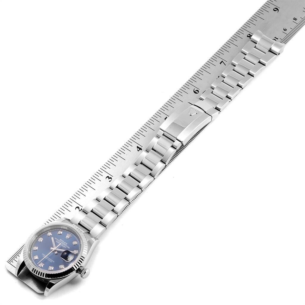 Rolex Datejust Steel White Gold Blue Diamond Dial Men's Watch 126234 For Sale 6