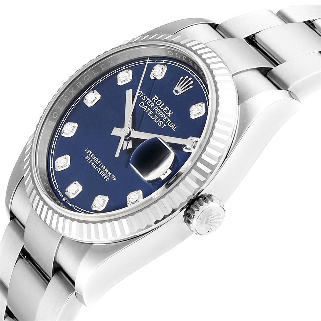 Rolex Datejust Steel White Gold Blue Diamond Dial Men's Watch 126234 For Sale 1
