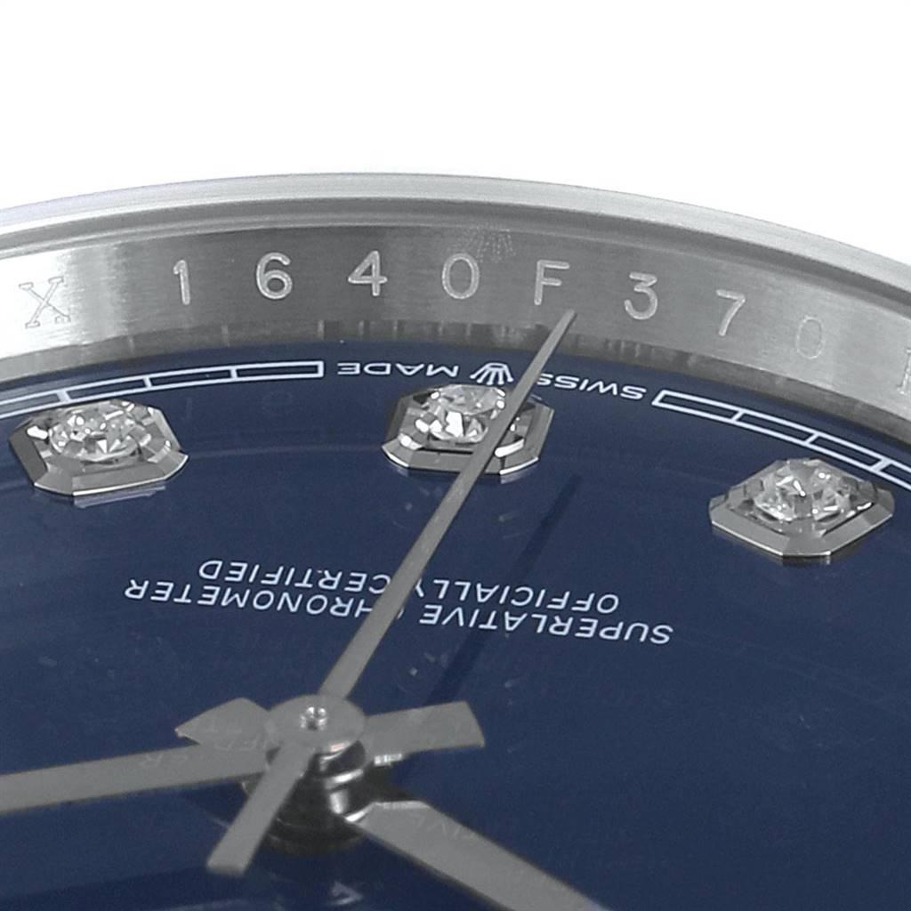 Rolex Datejust Steel White Gold Blue Diamond Dial Men's Watch 126234 For Sale 2
