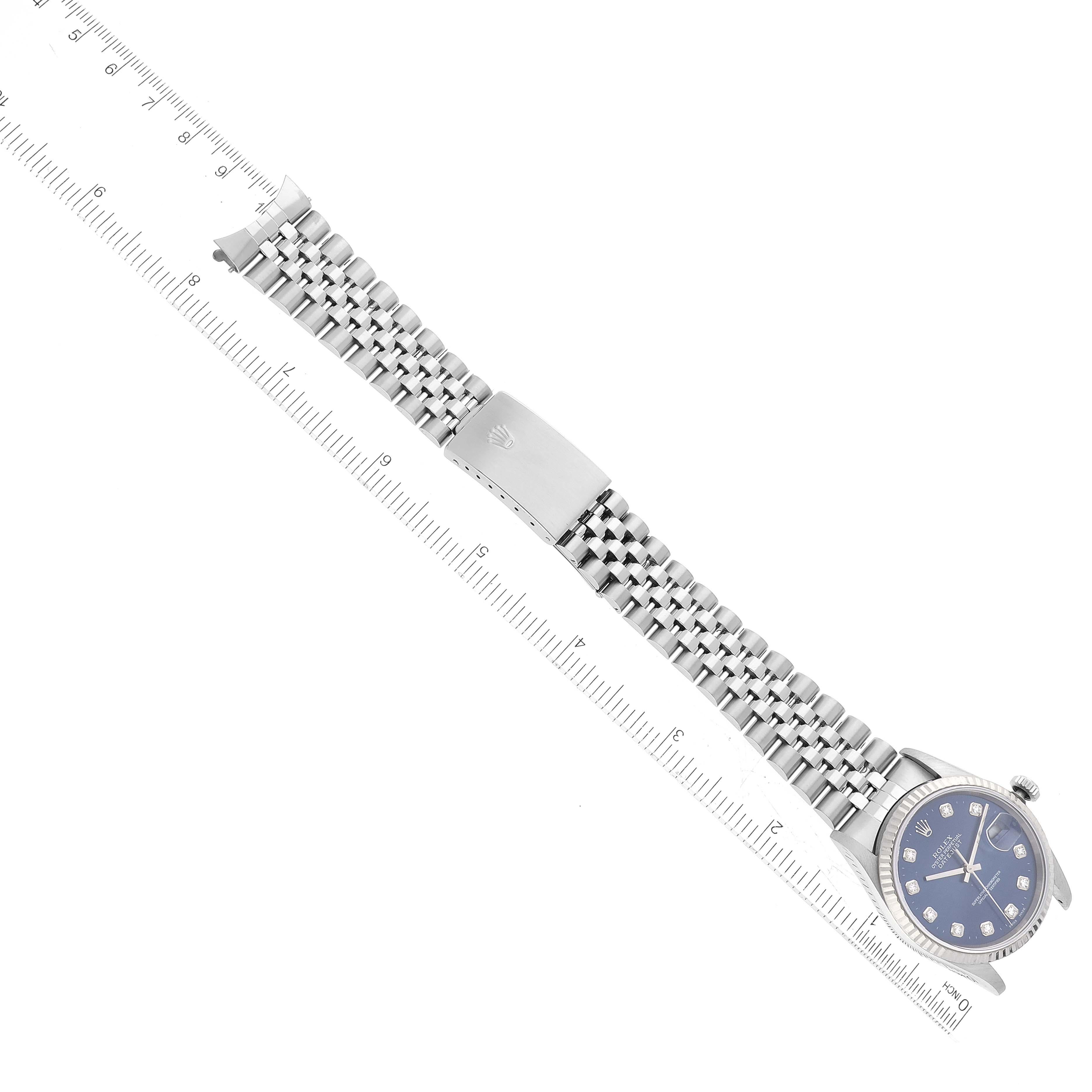Rolex Datejust Steel White Gold Blue Diamond Dial Mens Watch 16234 Box Papers 4