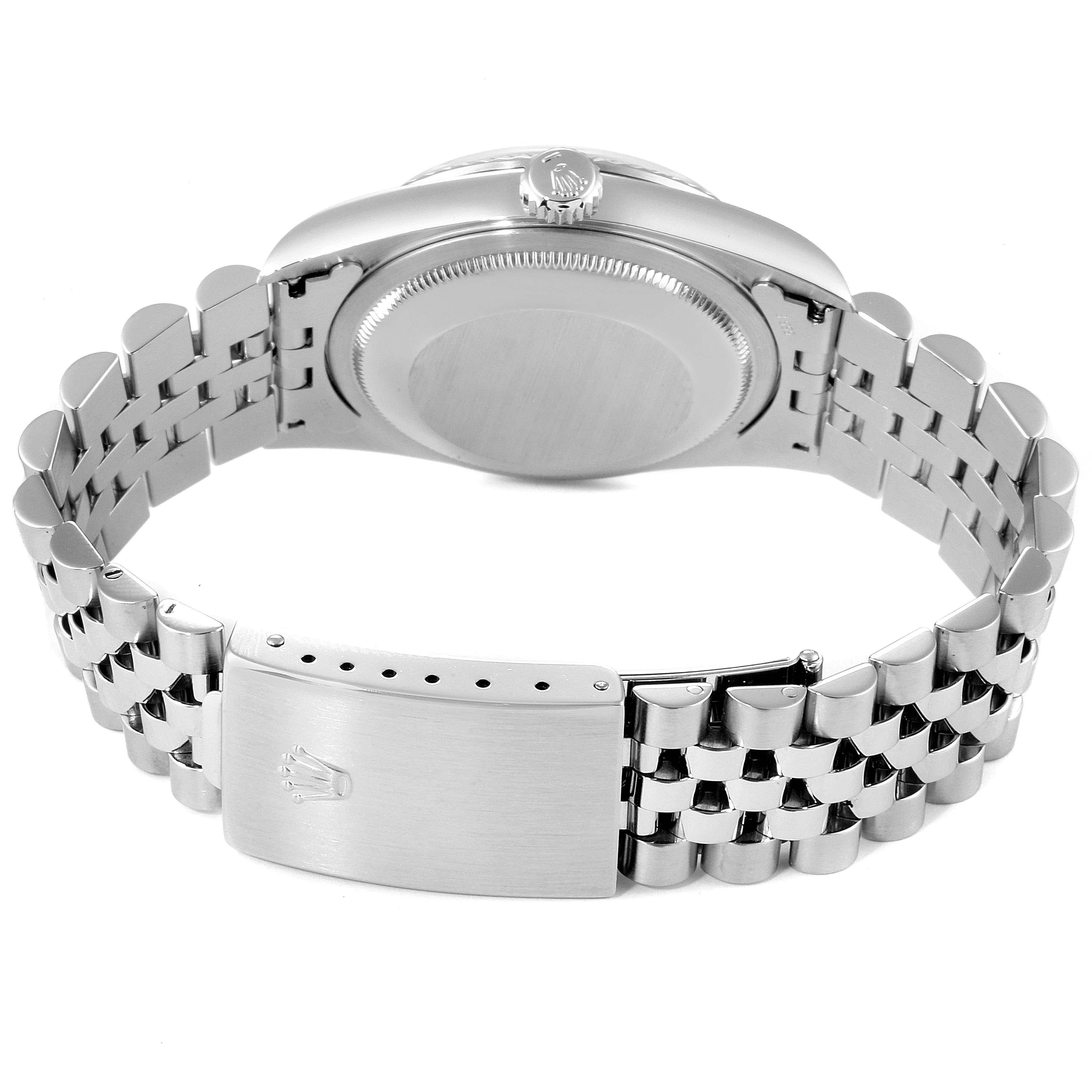 Rolex Datejust Steel White Gold Blue Diamond Dial Men's Watch 16234 For Sale 6