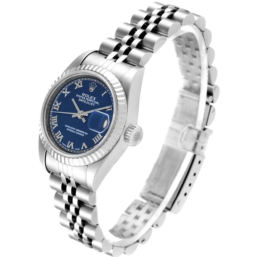 Women's Rolex Datejust Steel White Gold Blue Roman Dial Ladies Watch 69174 For Sale
