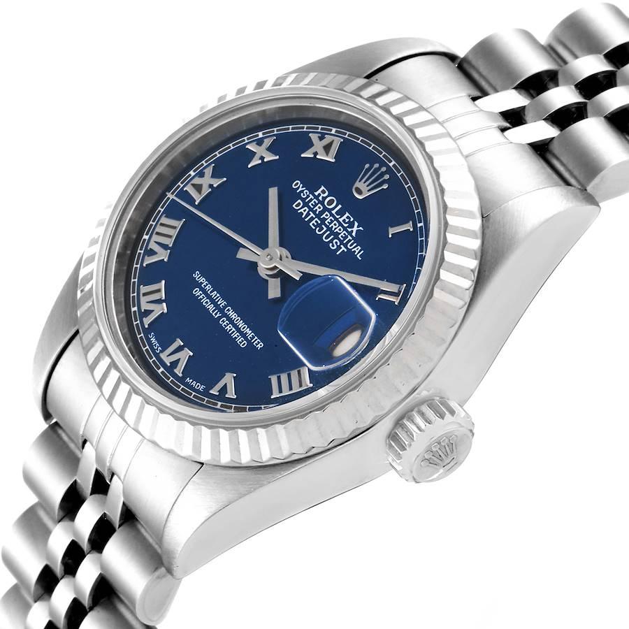 Rolex Datejust Steel White Gold Blue Roman Dial Ladies Watch 69174 For Sale 1