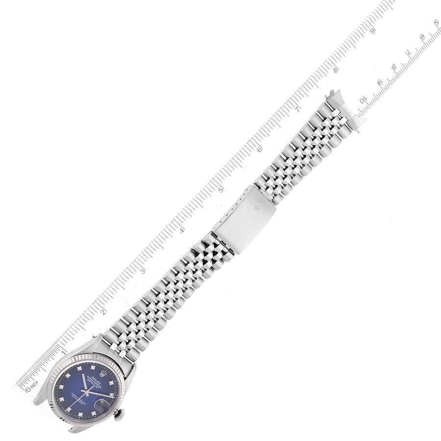 Rolex Datejust Steel White Gold Blue Vignette Diamond Dial Mens Watch 16234 6