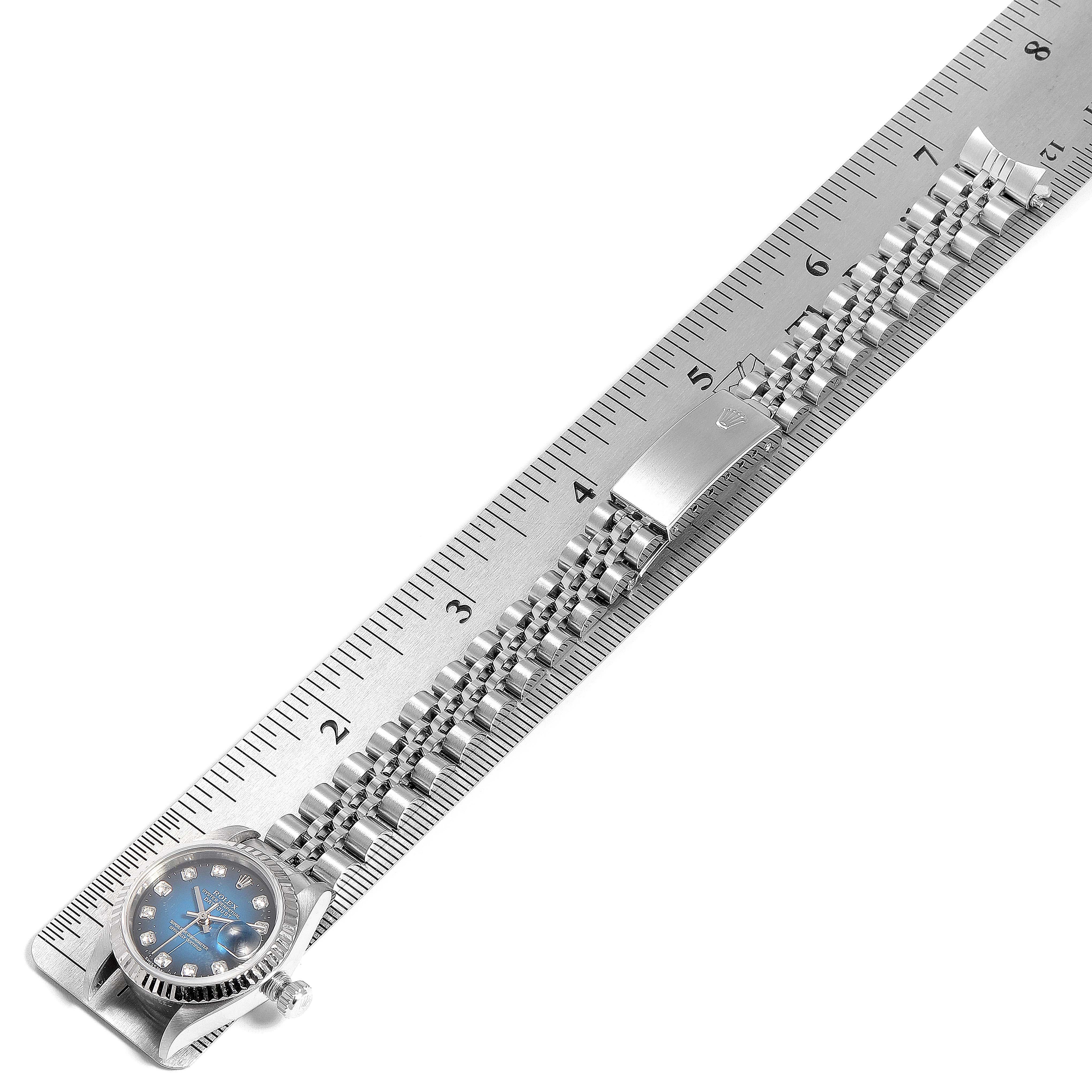 Rolex Datejust Steel White Gold Blue Vignette Diamond Ladies Watch 69174 6