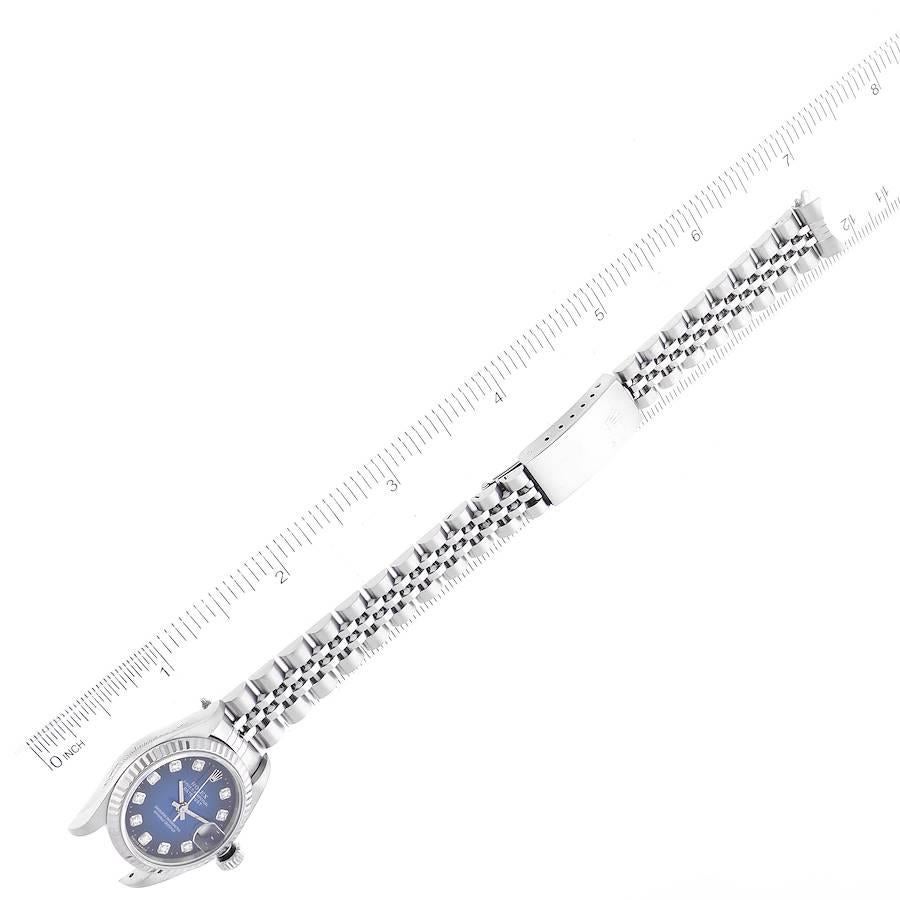 Rolex Datejust Steel White Gold Blue Vignette Diamond Ladies Watch 69174 6