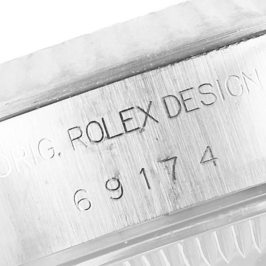 Rolex Datejust Steel White Gold Blue Vignette Diamond Ladies Watch 69174 For Sale 2