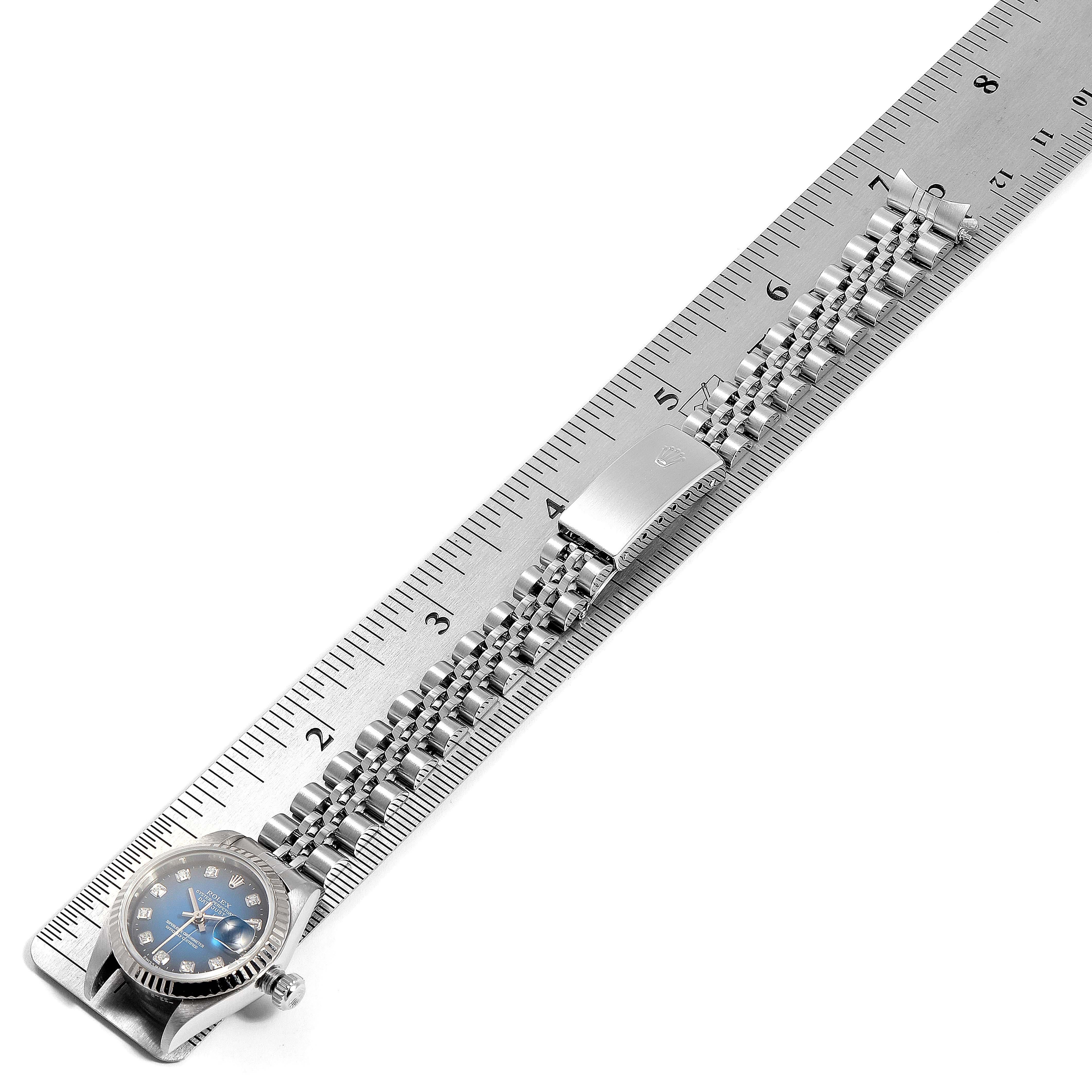 Rolex Datejust Steel White Gold Blue Vignette Diamond Ladies Watch 79174 6