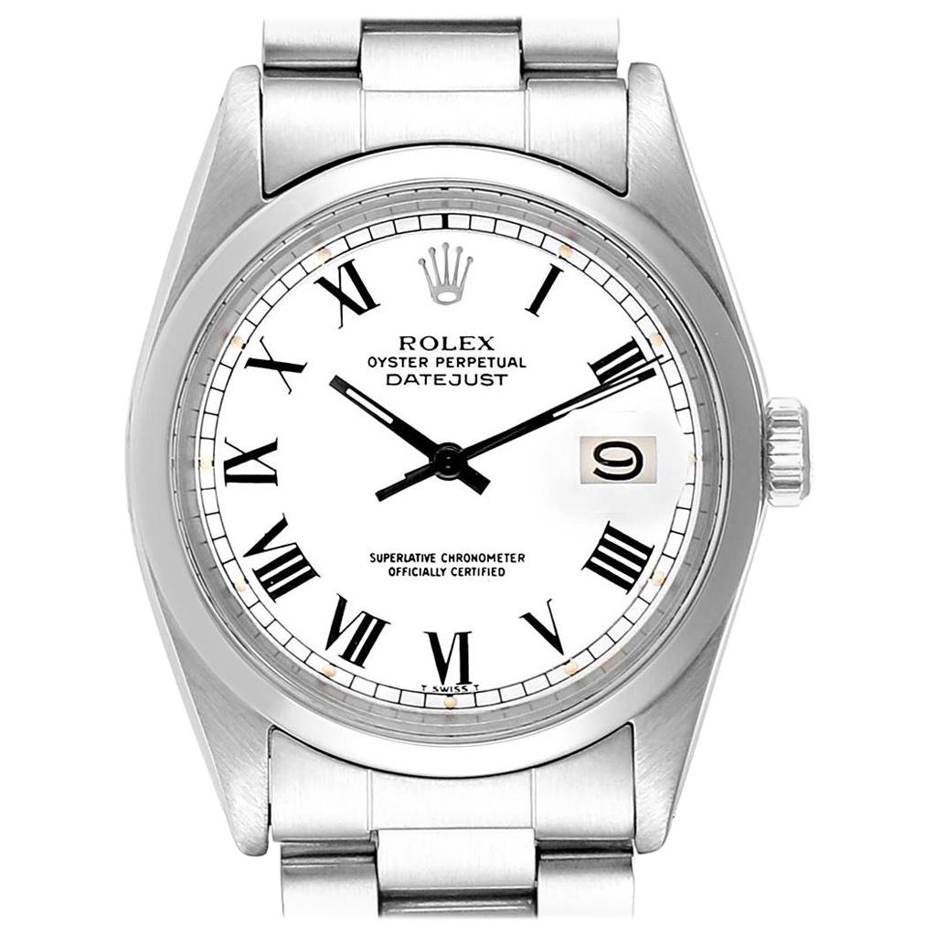 Rolex Datejust Steel White Gold Buckley Dial Vintage Men's Watch 1600