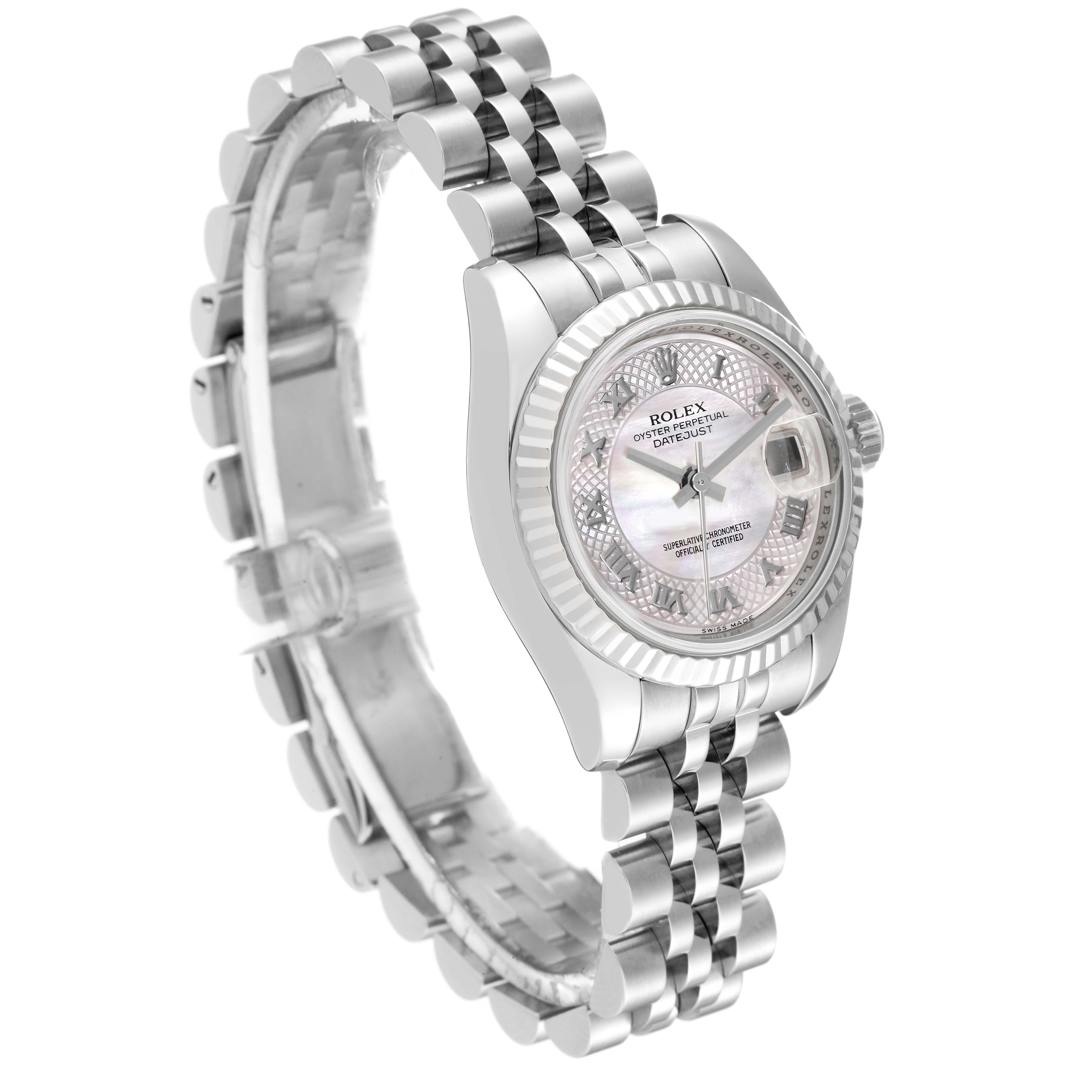 Rolex Datejust Steel White Gold Decorated MOP Ladies Watch 179174 Box Card In Good Condition In Atlanta, GA