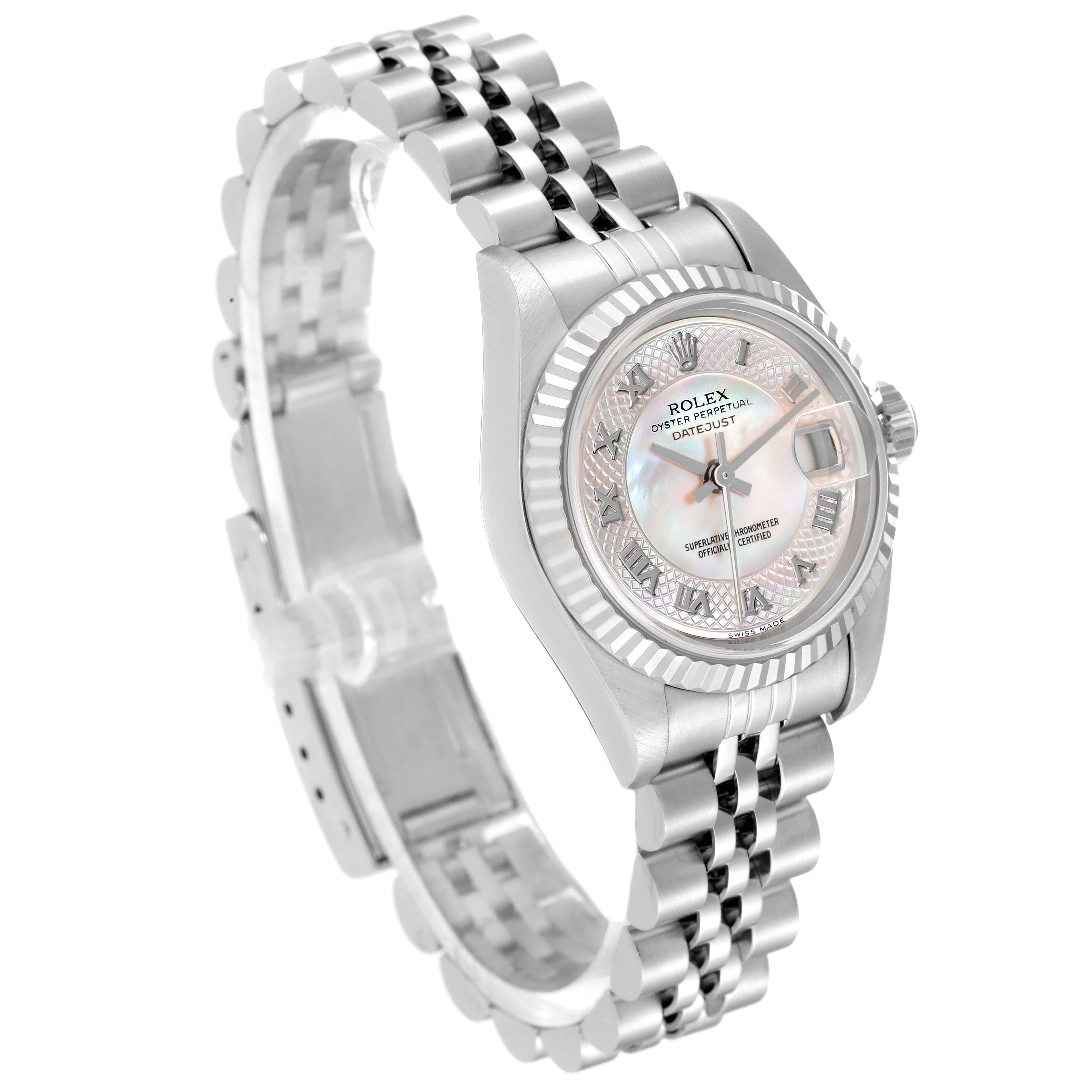 Rolex Datejust Steel White Gold Decorated Mother Of Pearl Ladies Watch 79174 In Excellent Condition For Sale In Atlanta, GA