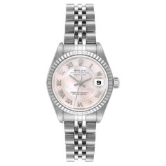 Rolex Datejust Steel White Gold Decorated Mother of Pearl Ladies Watch 79174