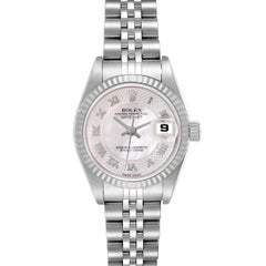 Rolex Datejust Steel White Gold Decorated Mother Of Pearl Ladies Watch 79174