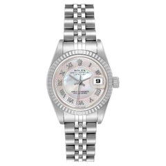 Rolex Datejust Steel White Gold Decorated Mother Of Pearl Ladies Watch 79174