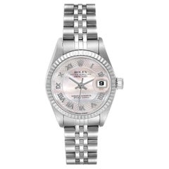 Rolex Datejust Steel White Gold Decorated Mother Of Pearl Ladies Watch