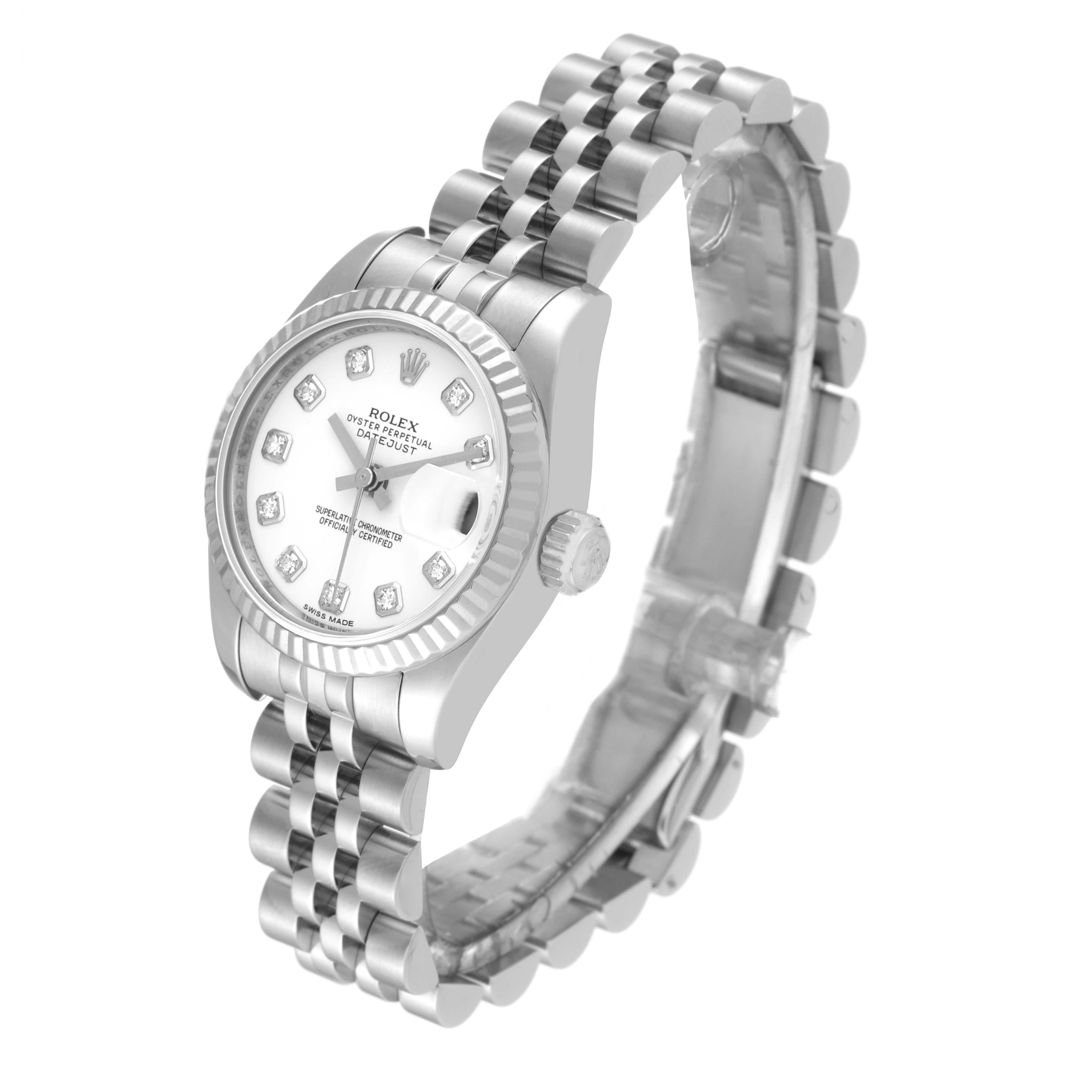 Rolex Datejust Steel White Gold Diamond Dial Ladies Watch 179174 Box Card 7