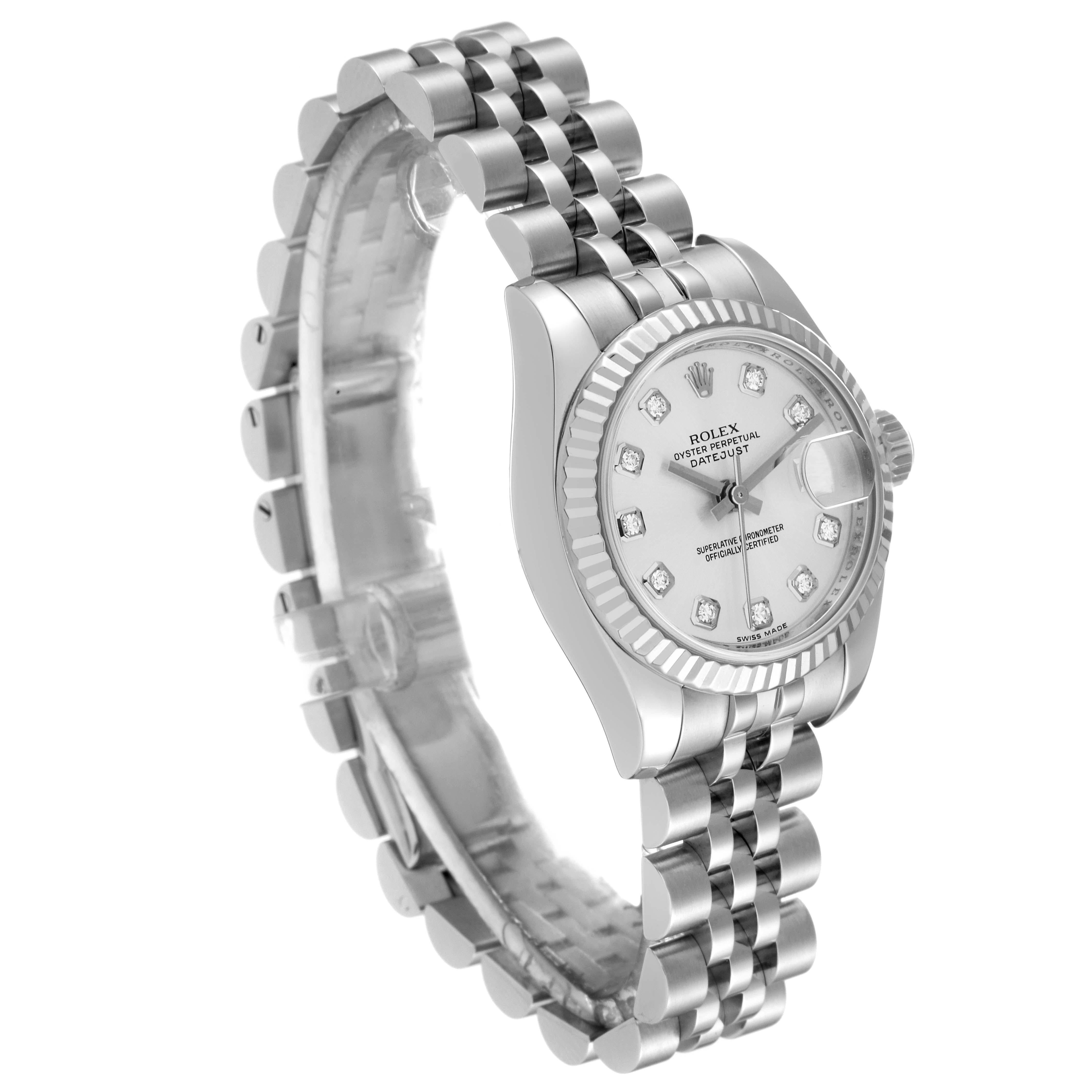 Rolex Datejust Steel White Gold Diamond Dial Ladies Watch 179174 Box Card In Excellent Condition In Atlanta, GA