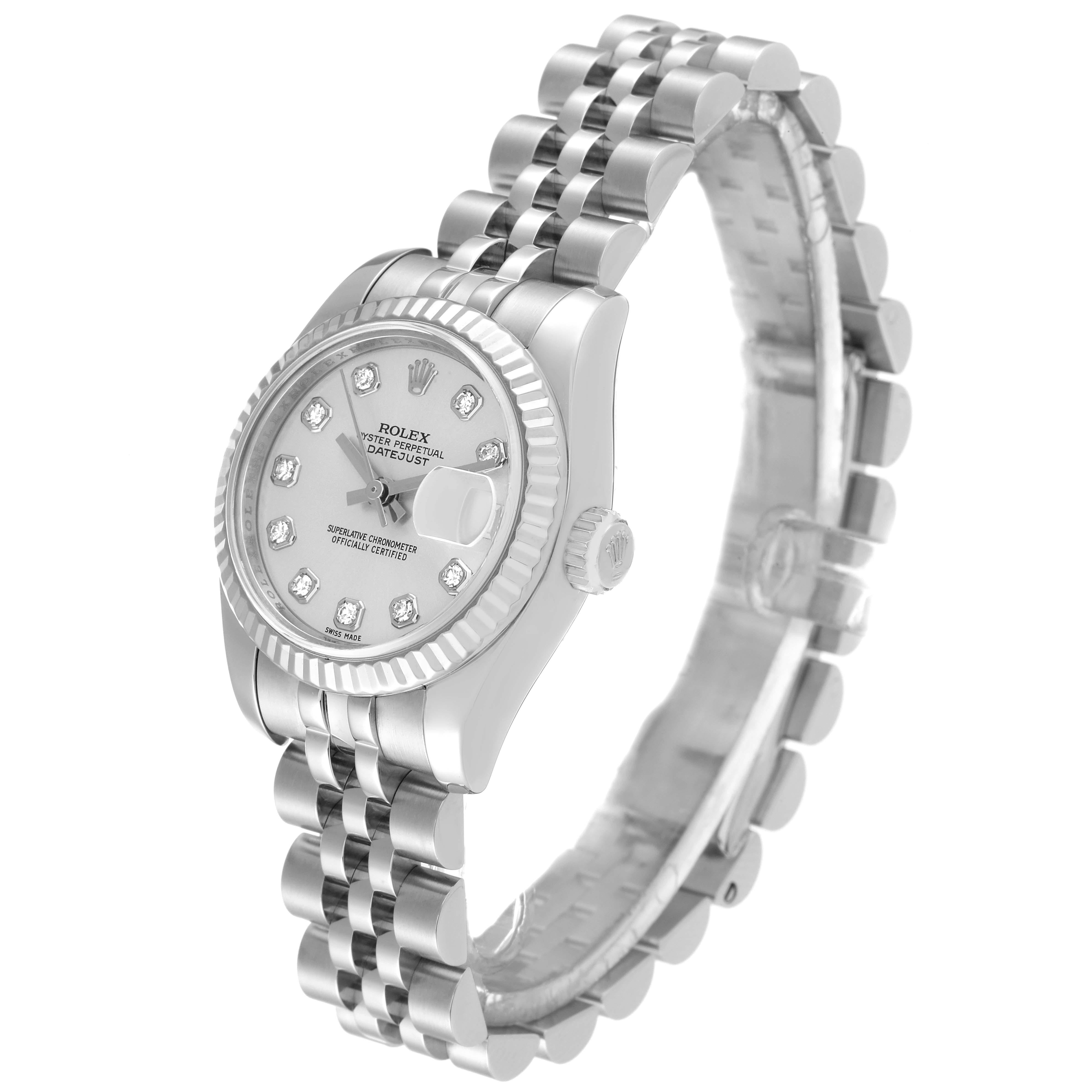 Women's Rolex Datejust Steel White Gold Diamond Dial Ladies Watch 179174 Box Card
