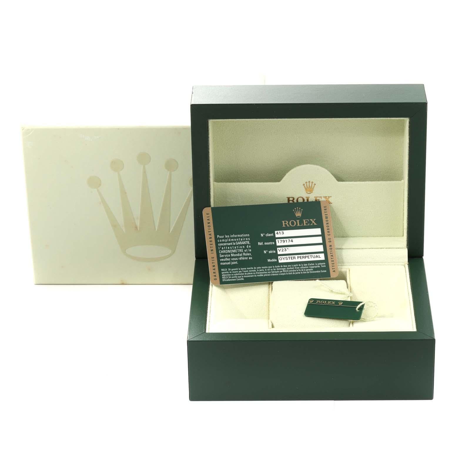 Women's Rolex Datejust Steel White Gold Diamond Dial Ladies Watch 179174 Box Card For Sale