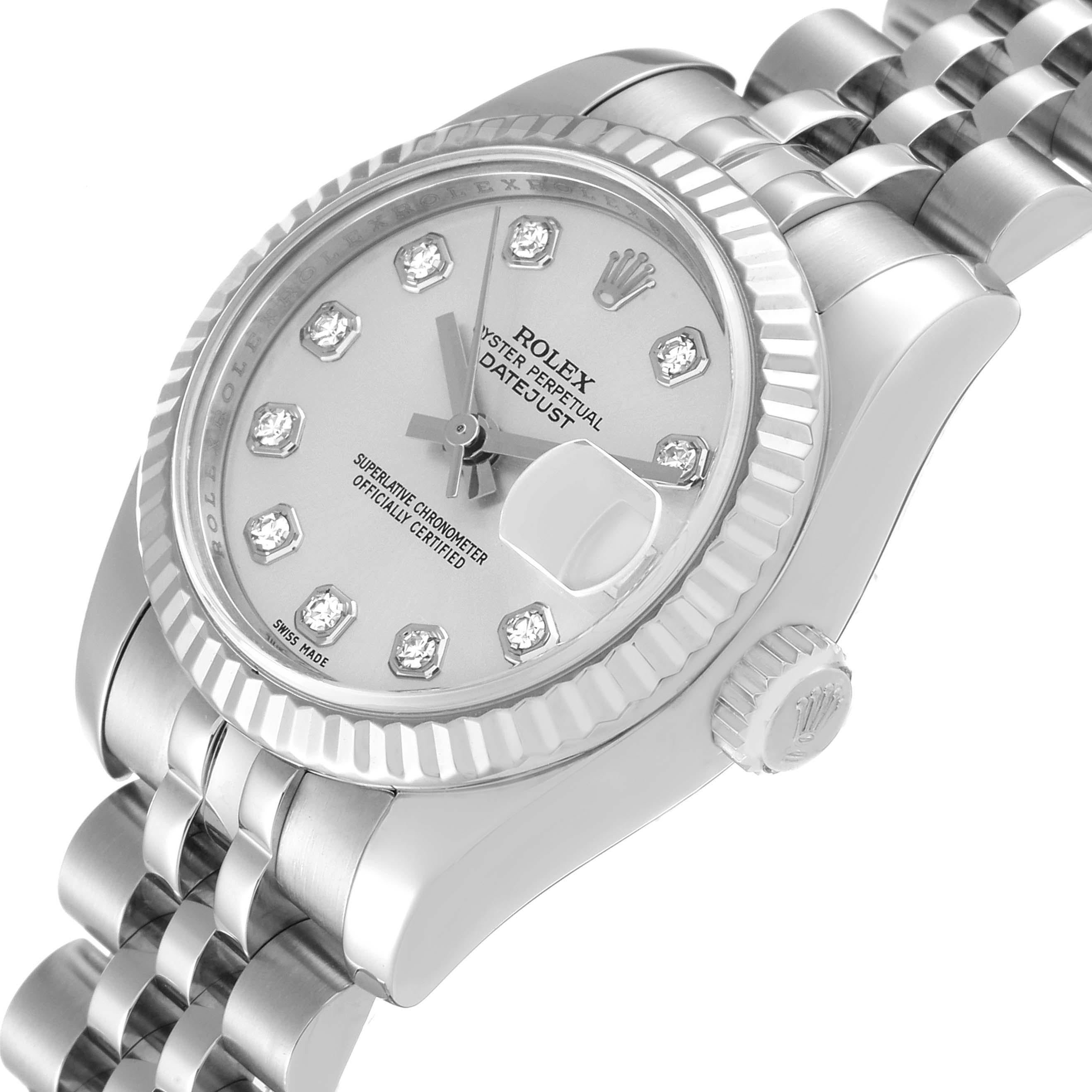 Rolex Datejust Steel White Gold Diamond Dial Ladies Watch 179174 Box Card 1