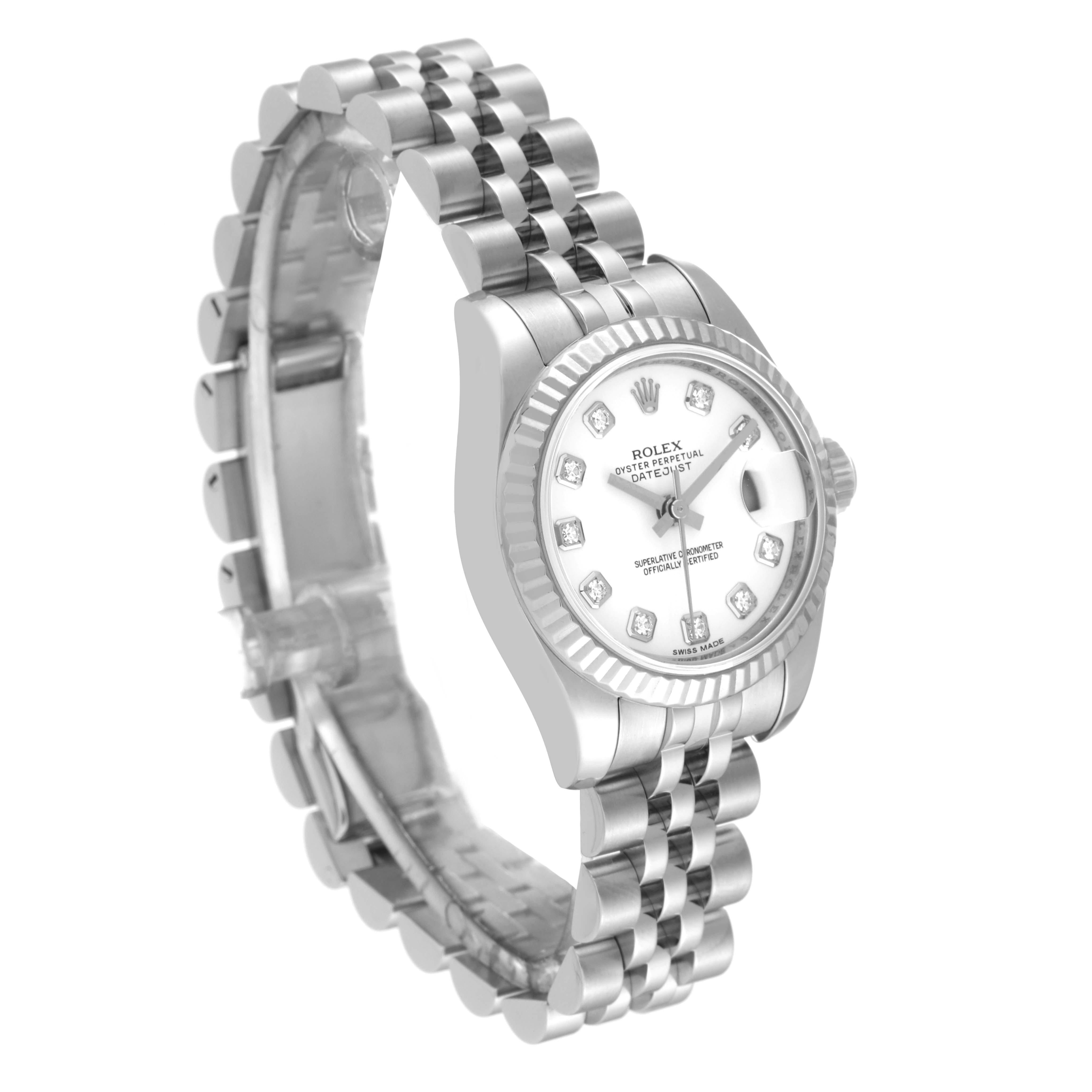 Rolex Datejust Steel White Gold Diamond Dial Ladies Watch 179174 Box Card 3