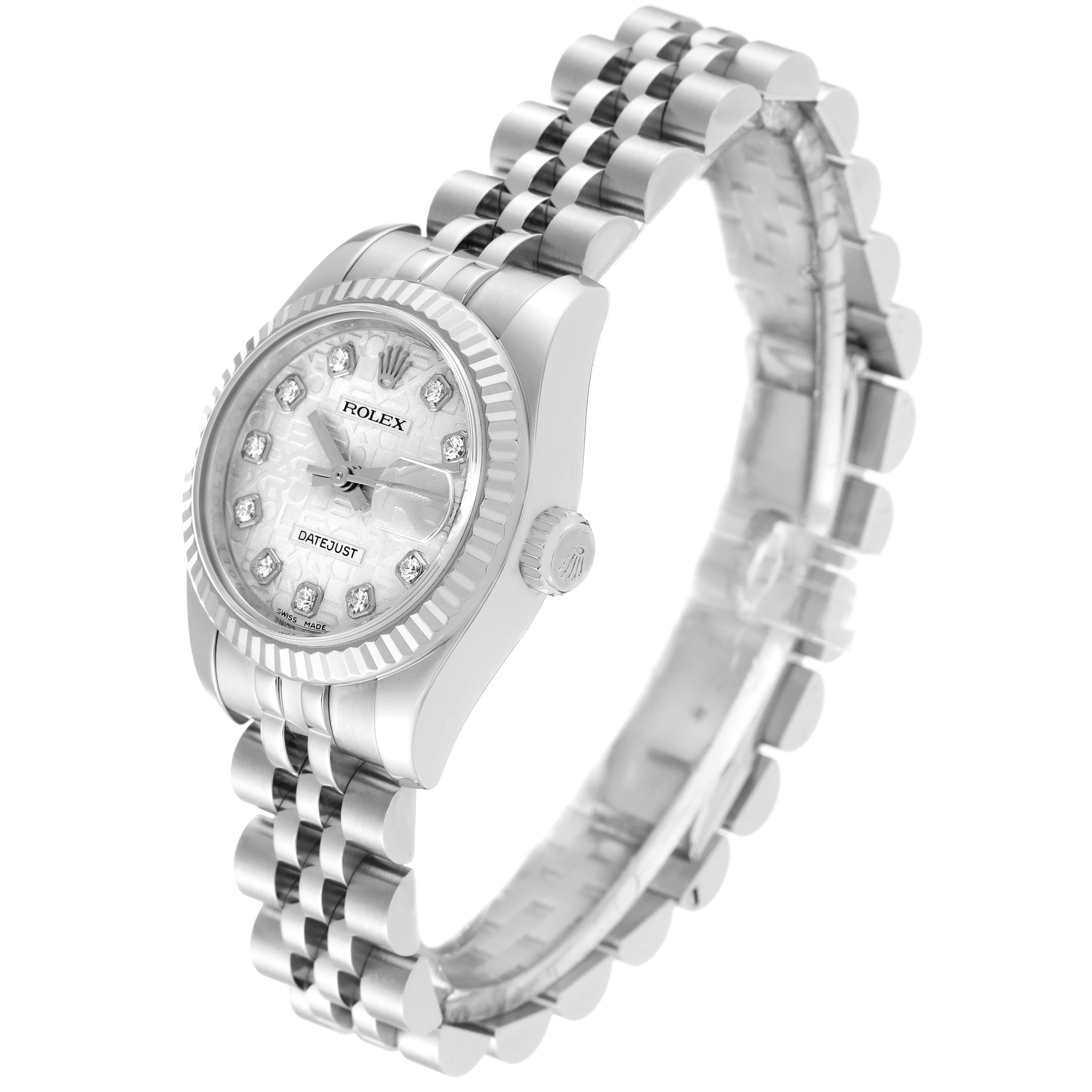 Rolex Datejust Steel White Gold Diamond Dial Ladies Watch 179174 Box Card For Sale 5