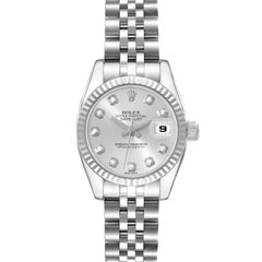 Rolex Datejust Steel White Gold Diamond Dial Ladies Watch 179174 Box Card