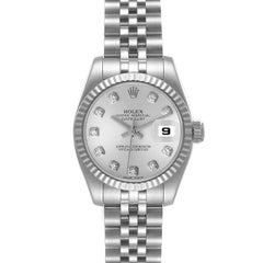 Rolex Datejust Steel White Gold Diamond Dial Ladies Watch 179174 Box Papers