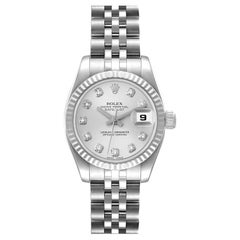 Rolex Datejust Steel White Gold Diamond Dial Ladies Watch 179174 Box Papers