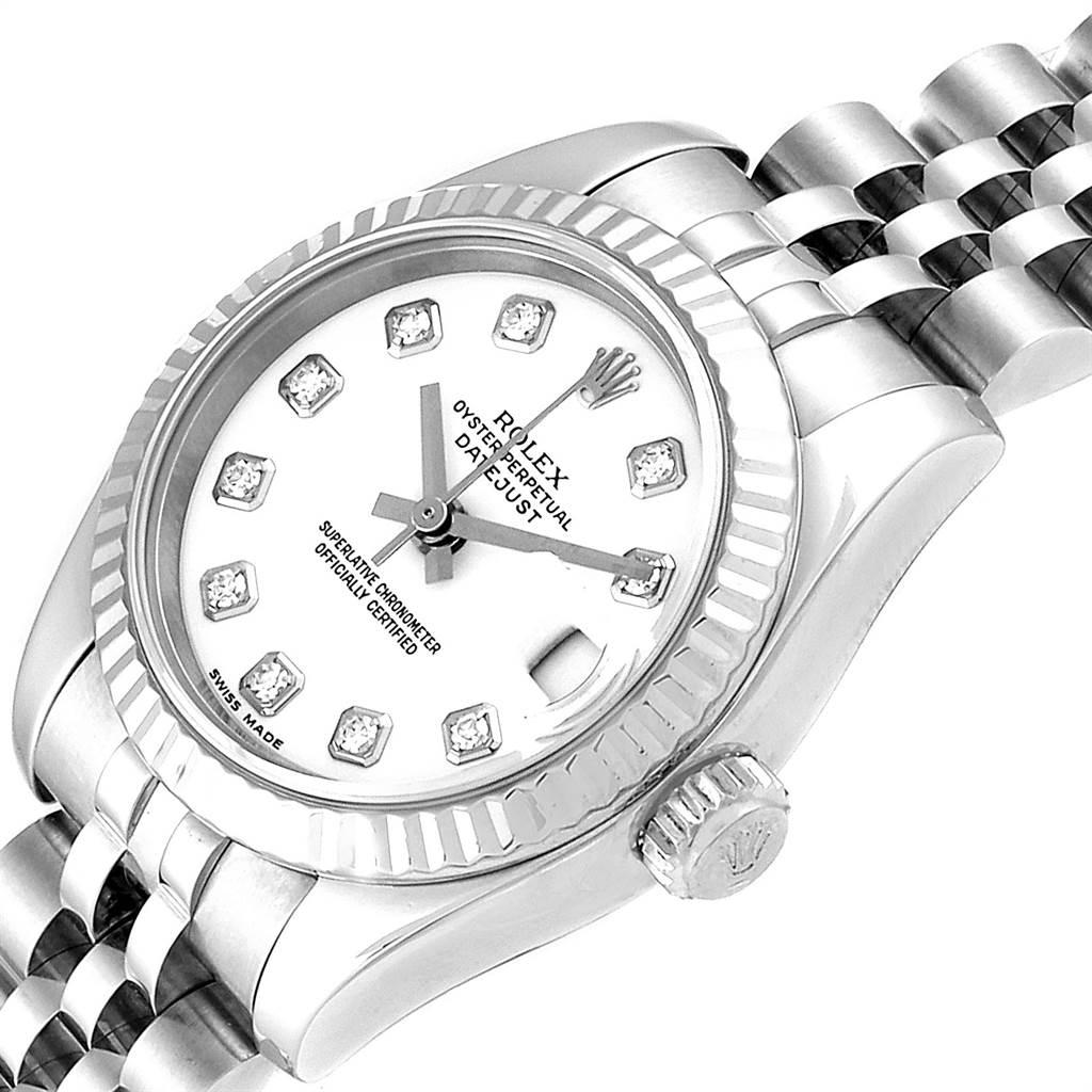 Rolex Datejust Steel White Gold Diamond Dial Ladies Watch 179174 1