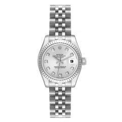 Rolex Datejust Steel White Gold Diamond Dial Ladies Watch 179174 Unworn NOS