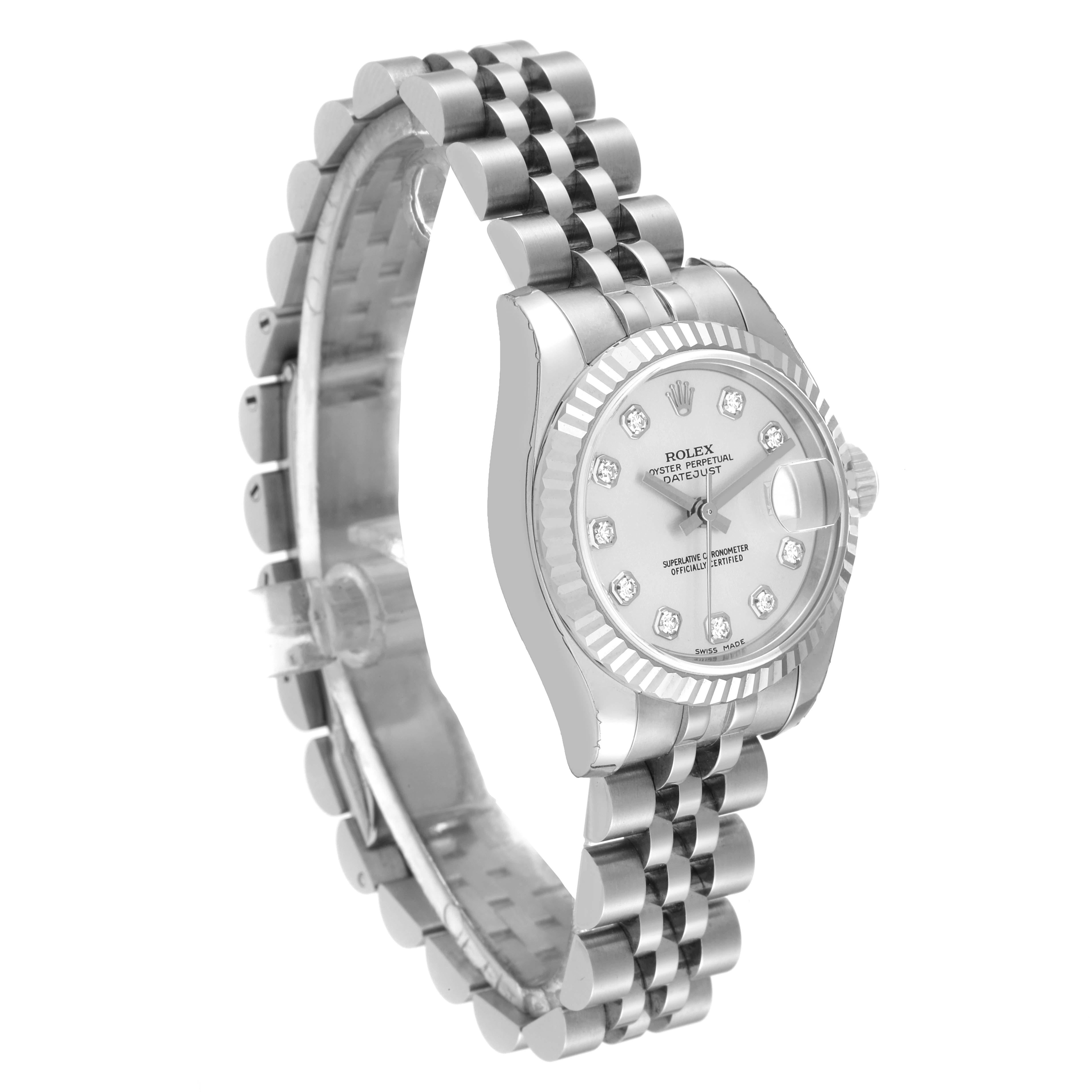Rolex Datejust Steel White Gold Diamond Dial Ladies Watch 179174 Unworn NOS In Excellent Condition In Atlanta, GA