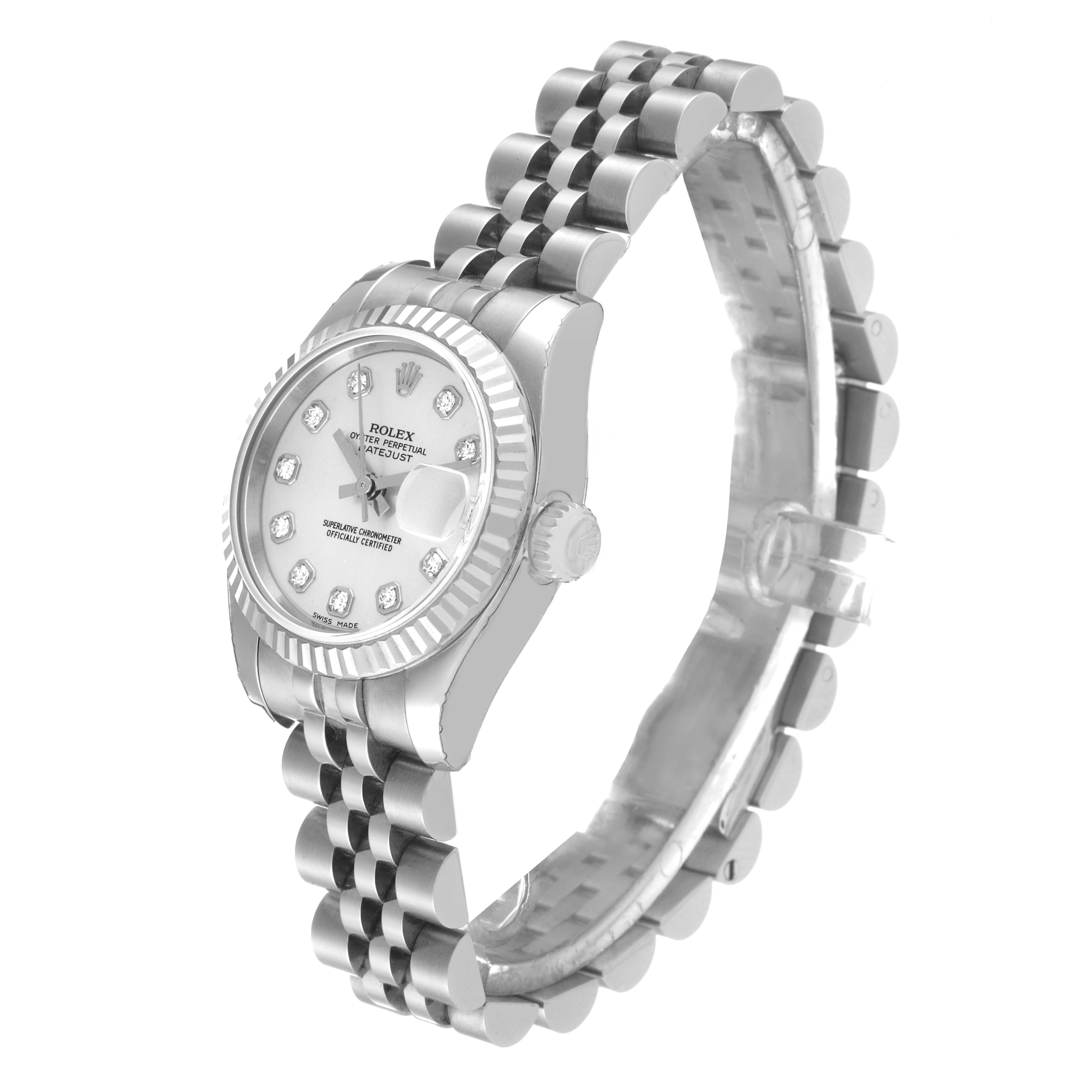 Women's Rolex Datejust Steel White Gold Diamond Dial Ladies Watch 179174 Unworn NOS