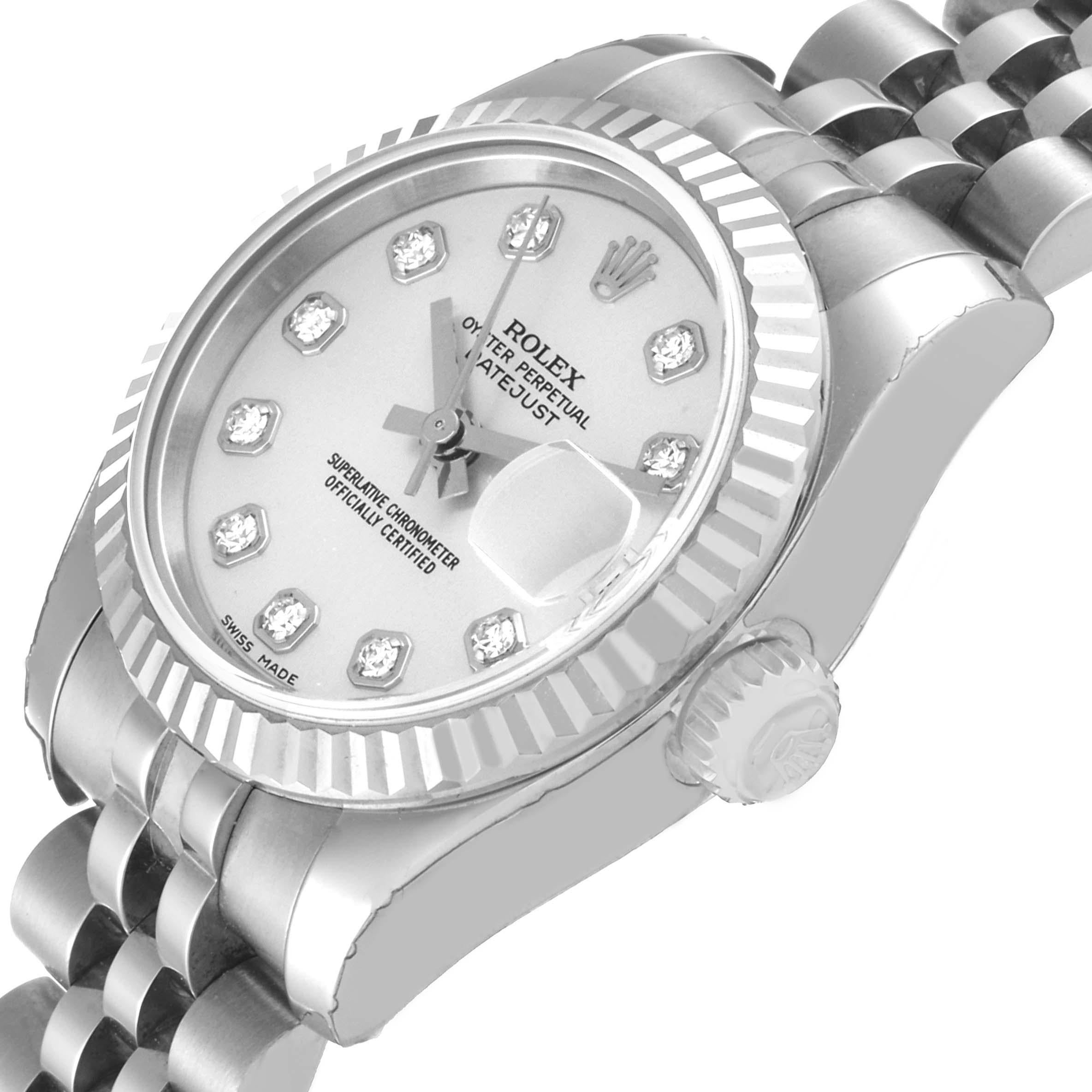 Rolex Datejust Steel White Gold Diamond Dial Ladies Watch 179174 Unworn NOS 1