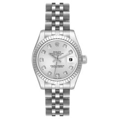Rolex Datejust Steel White Gold Diamond Dial Ladies Watch 179174 Unworn NOS